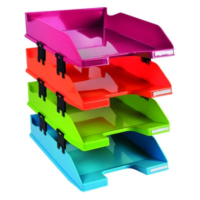 Ensemble de corbeilles à courrier A4+ - Couleurs vives assorties