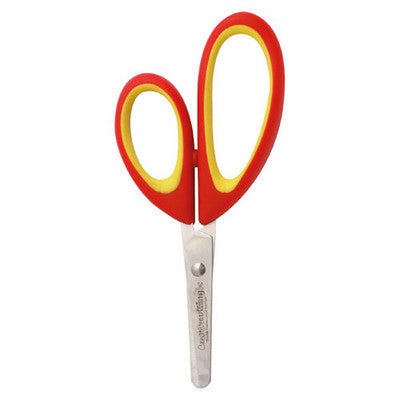 Ciseaux à longues boucles pour enfants droitiers - rouge/jaune