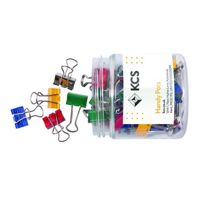 Pinces double clip KCS colorées 19 mm - boîte de 50