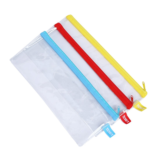 Lot de 12 trousses transparentes TEXET 200 x 125 mm