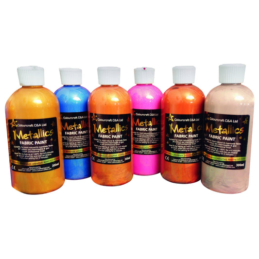 Peinture métallique pour tissu 300 ml (lot/6) - couleurs assorties