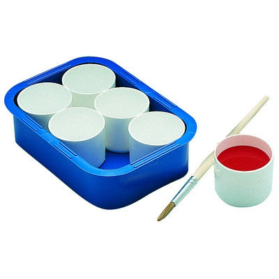 Bac avec 6 pots de peinture blancs