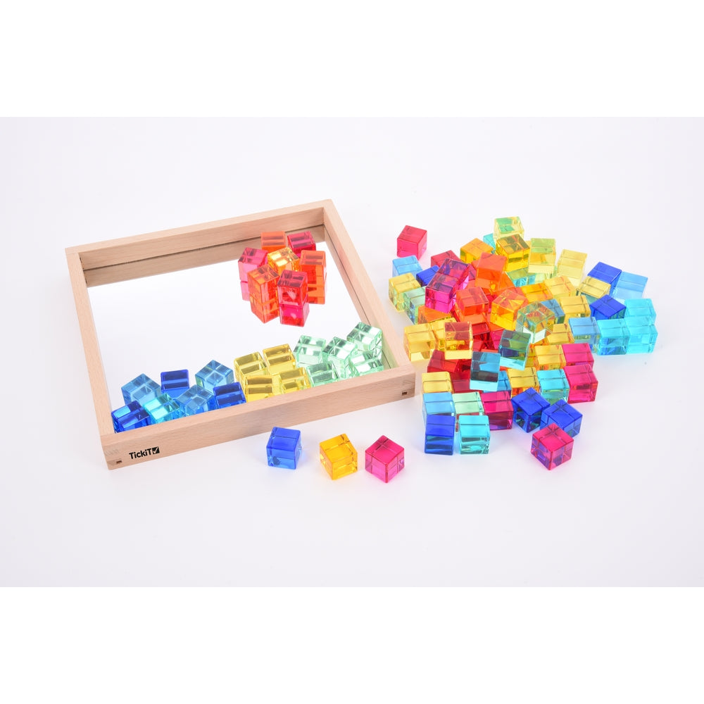 Plateau miroir avec cubes translucides