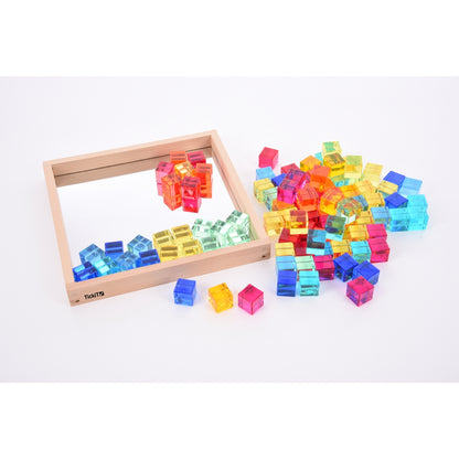 Plateau miroir avec cubes translucides