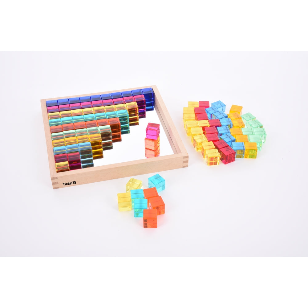 Plateau miroir avec cubes translucides