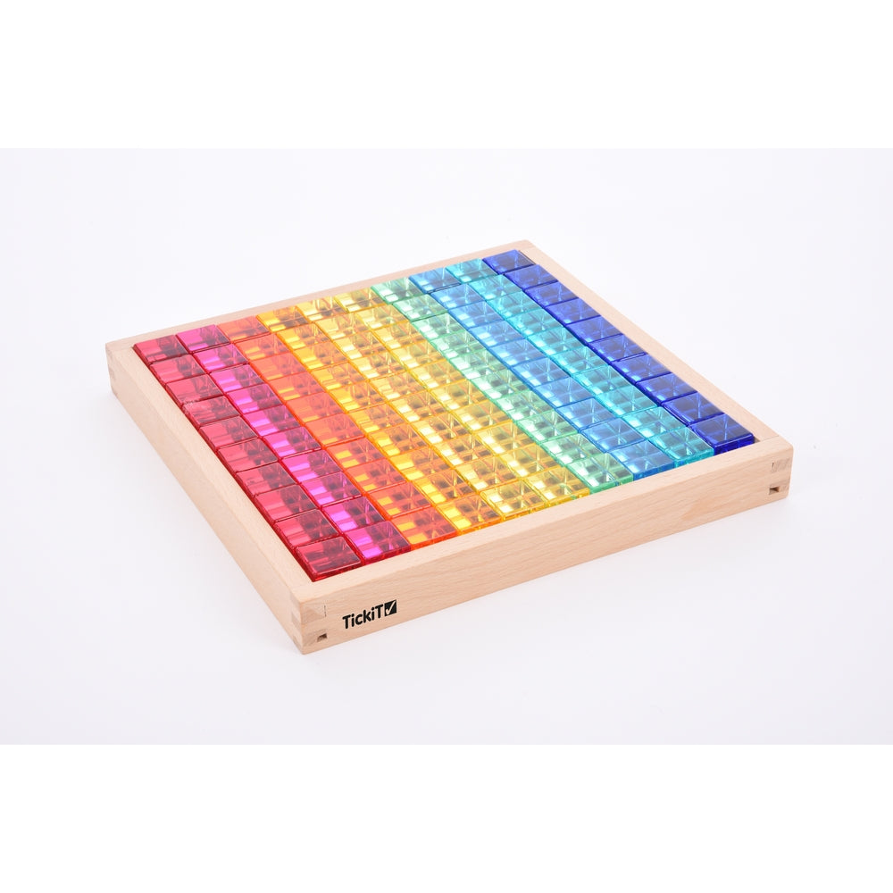 Plateau miroir avec cubes translucides