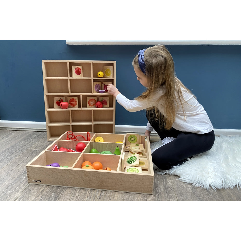 Plateau de tri en bois - 14 compartiments