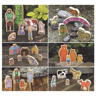 Ensemble de personnages traditionnels en bois