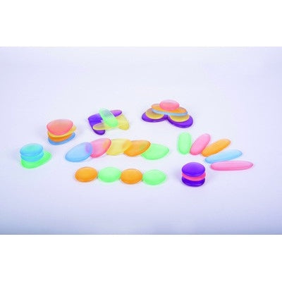 Lot de 36 Galets arc-en-ciel translucides pour enfants