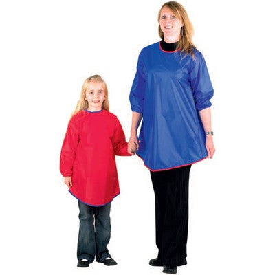 Tablier protecteur sans manches - bleu/rouge - 10-12 ans