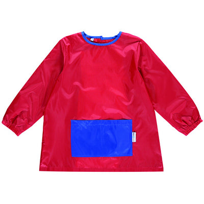 Blouse d'artiste à manches rouge/bleu roi pour enfants de 1 à 3 ans