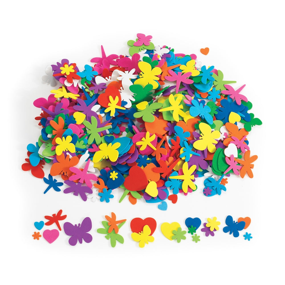 Fleurs, cœurs et insectes en mousse 500 pièces
