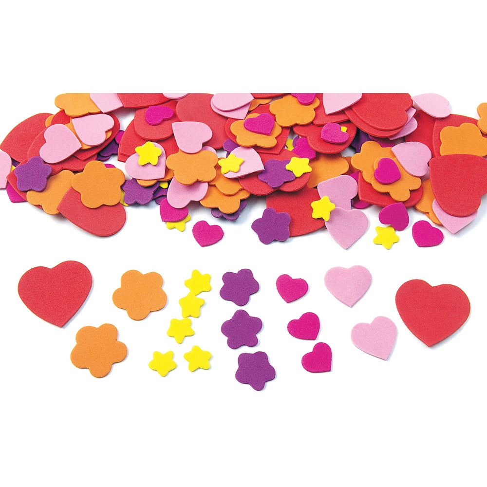 Cœurs et fleurs en mousse 150 pièces