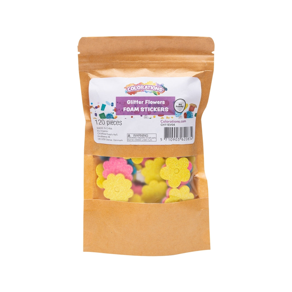 Gomettes en mousse fleurs pailletées (lot/120)