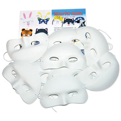 Demi-masques à finition floquée (lot/10) - blanc
