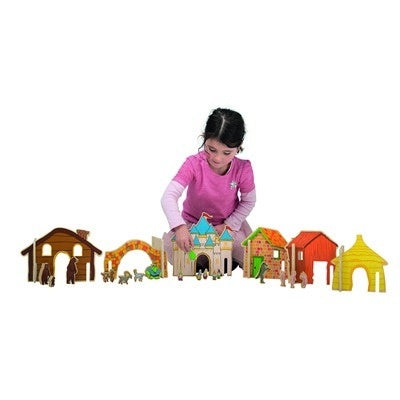 Ensemble de maison en bois contes de fées, 32 pièces