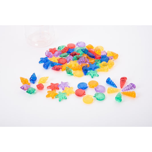 Coquillages translucides colorés