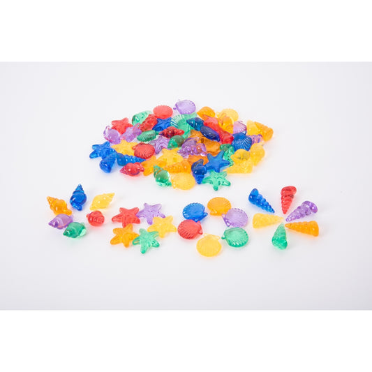 Coquillages translucides colorés