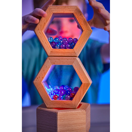 Blocs lumineux en bois - hexagones (lot/6)