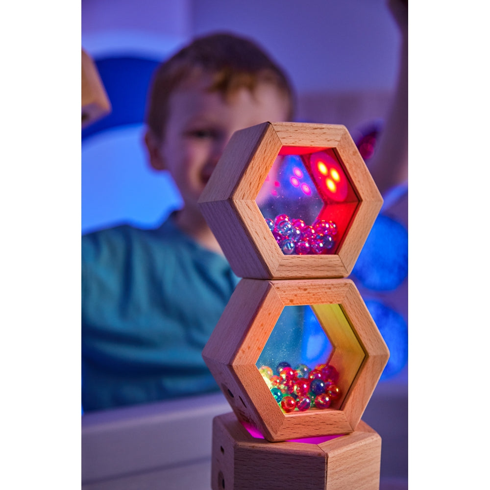 Blocs lumineux en bois - hexagones (lot/6)