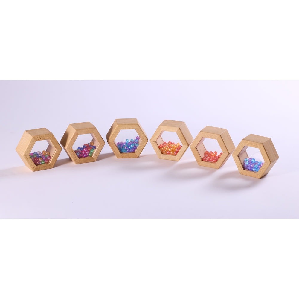 Blocs lumineux en bois - hexagones (lot/6)