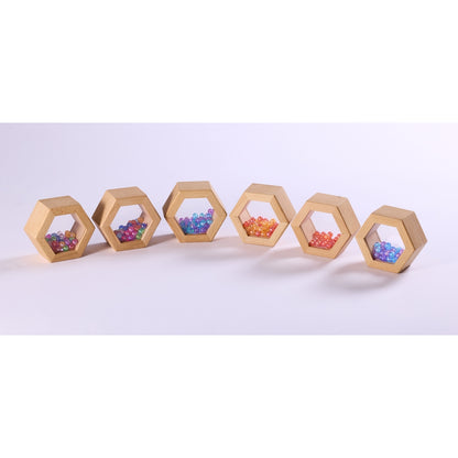 Blocs lumineux en bois - hexagones (lot/6)