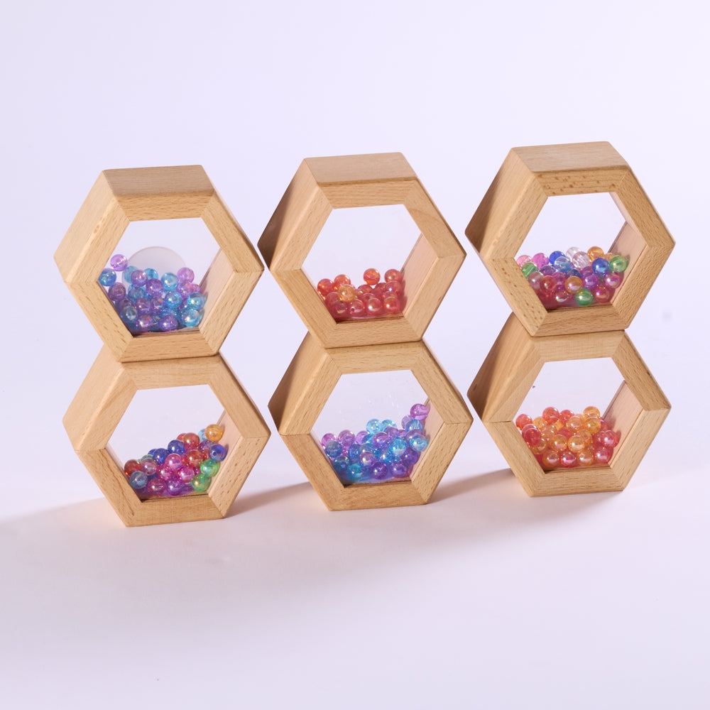 Blocs lumineux en bois - hexagones (lot/6)