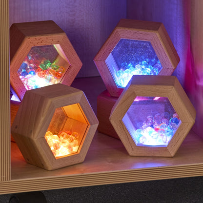 Blocs lumineux en bois - hexagones (lot/6)
