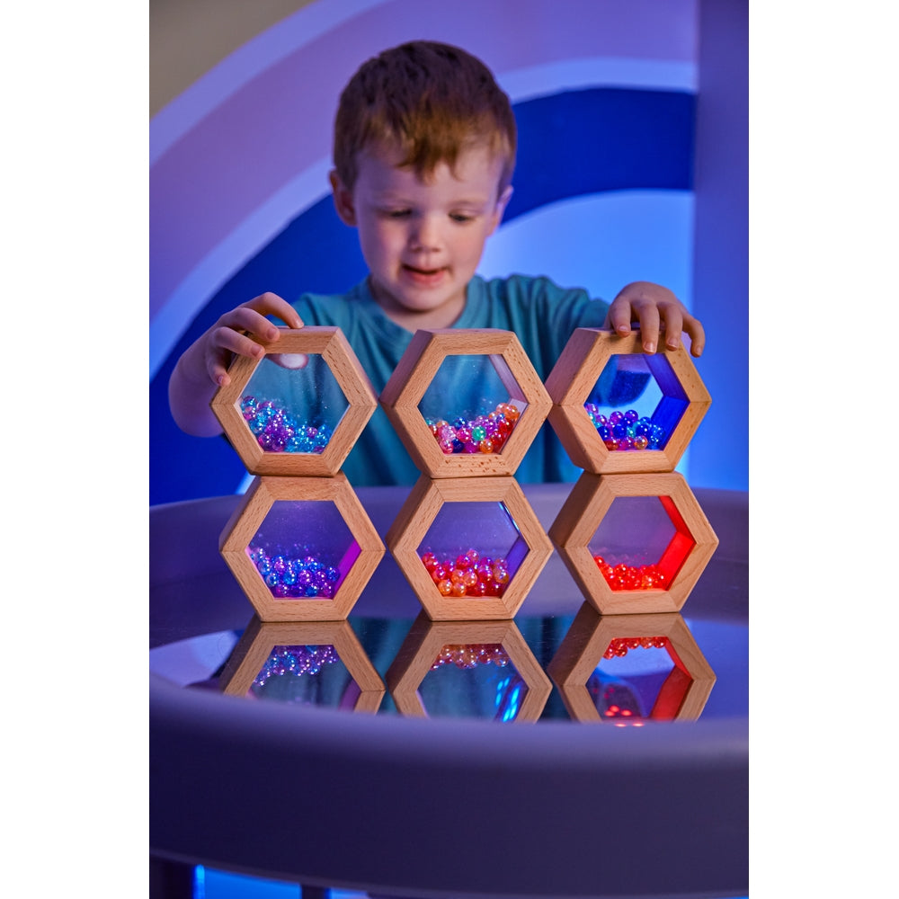 Blocs lumineux en bois - hexagones (lot/6)