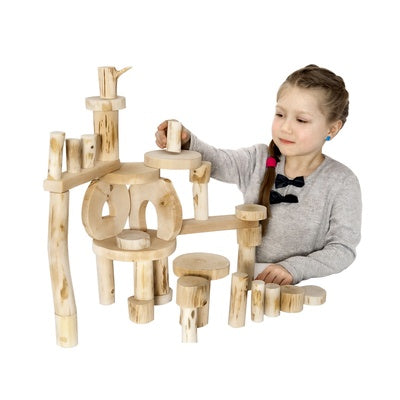 Jeu de construction en bois naturel (lot/36)