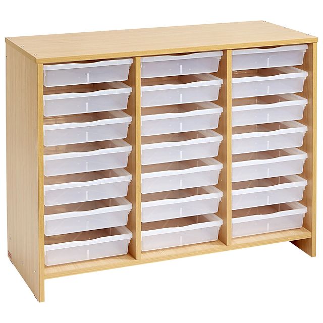 Meuble bas 21 bacs plats incolores - hêtre