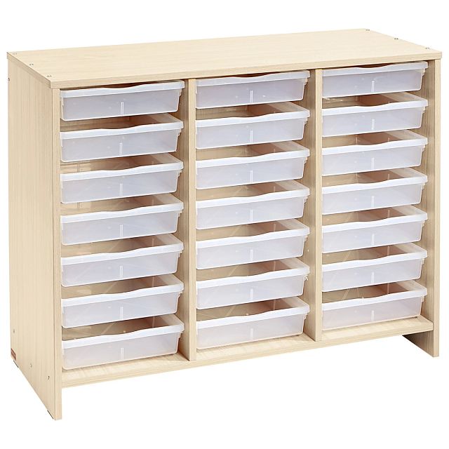 Meuble bas 21 bacs plats incolores - bouleau