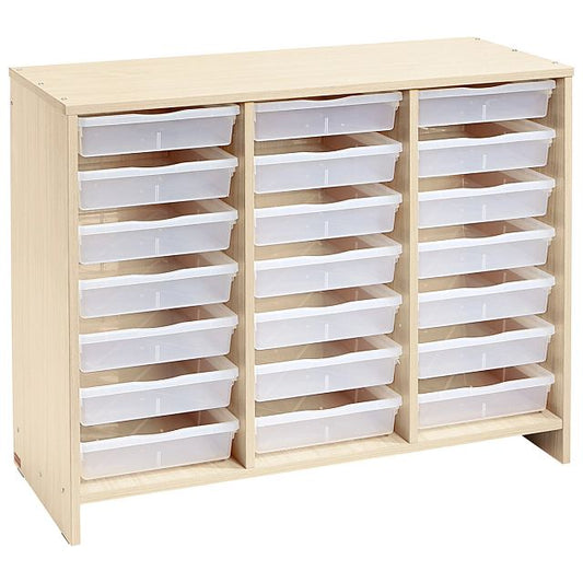 Meuble bas 21 bacs plats incolores - bouleau