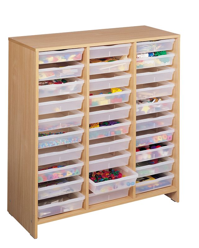 Meuble haut 30 bacs plats incolores - hêtre