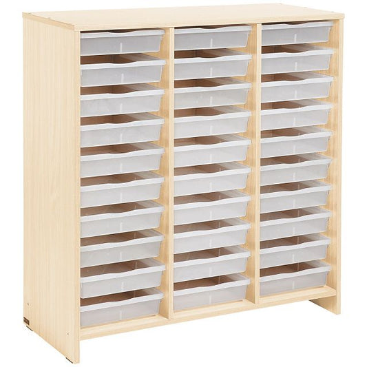 Meuble haut 30 bacs plats incolores - bouleau