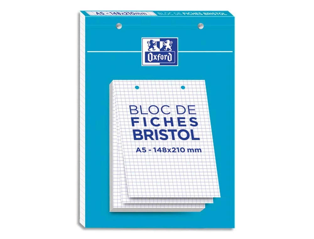 Fiches Bristol Oxford A5 cadre coloré