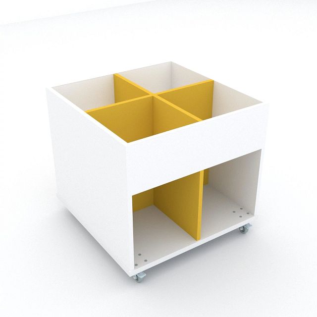 Bac à albums Everna™ mobile 4 cases moyen - blanc kaolin/jaune curry