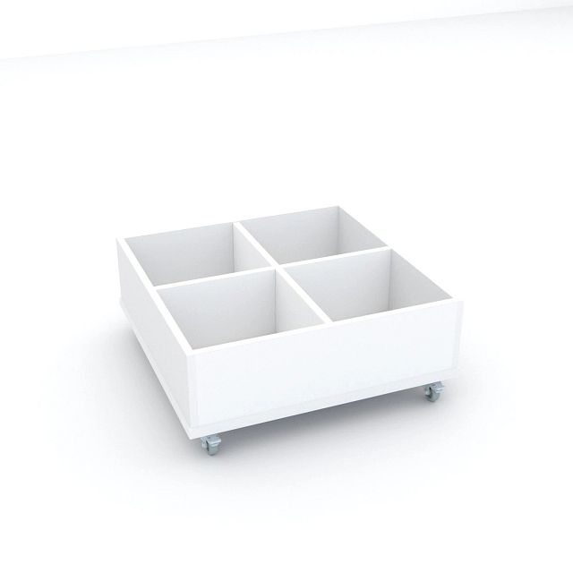 Bac à albums Everna™ mobile 4 cases bas - blanc kaolin/blanc kaolin