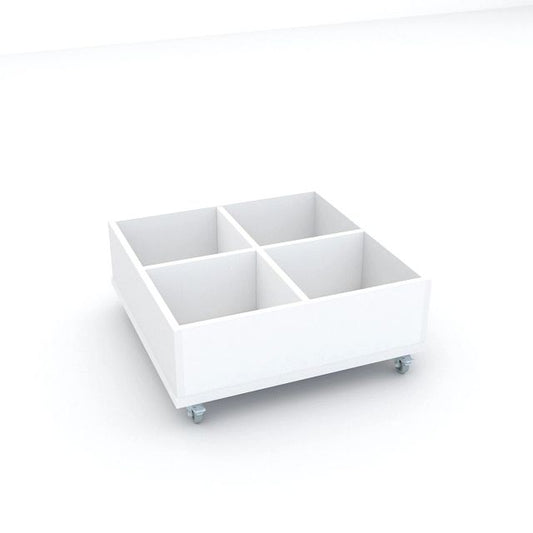 Bac à albums Everna™ mobile 4 cases bas - blanc kaolin/blanc kaolin