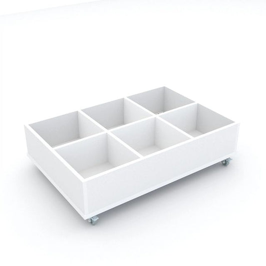 Bac à albums Everna™ mobile 6 cases bas - blanc kaolin/blanc kaolin