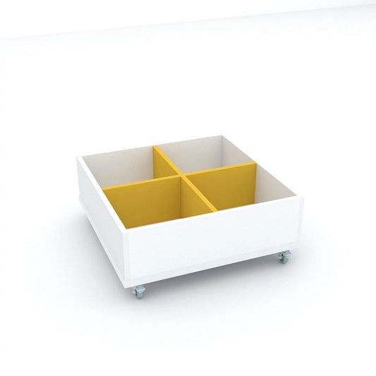 Bac à albums Everna™ mobile 4 cases bas - blanc kaolin/jaune curry