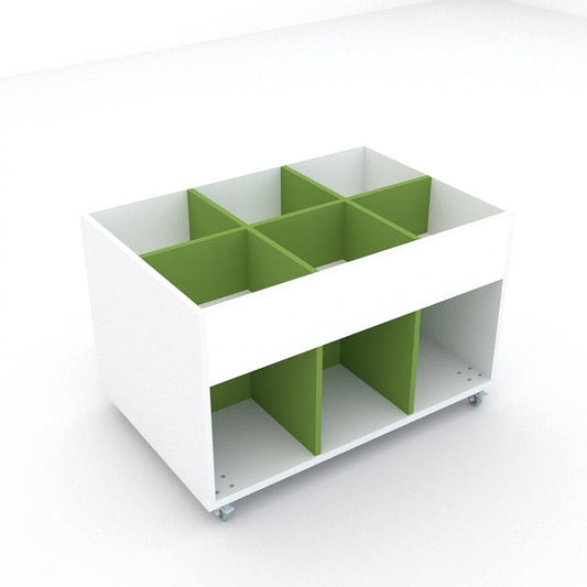 Bac à albums Everna™ mobile 6 cases moyen - blanc kaolin/vert kiwi