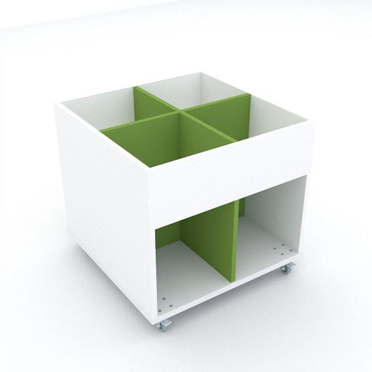 Bac à albums Everna™ mobile 4 cases moyen - blanc kaolin/vert kiwi