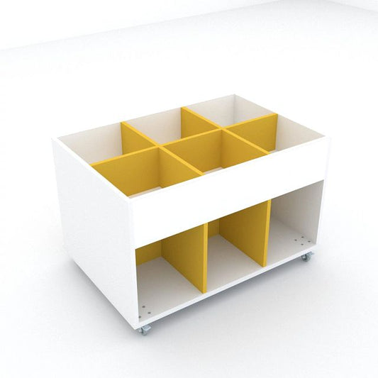 Bac à albums Everna™ mobile 6 cases moyen - blanc kaolin/jaune curry