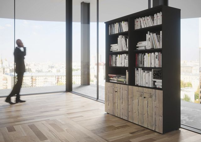 Armoire portes battantes Quiètude H1040 mm - argile/poignées aluminium