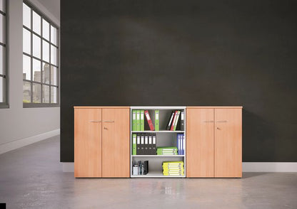 Armoire portes battantes Quiètude H1040 mm - argile/poignées blanches