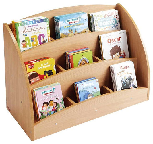 Bac à  livres présentoir 9 cases - hêtre