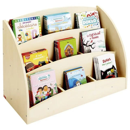 Bac à  livres présentoir 9 cases - bouleau