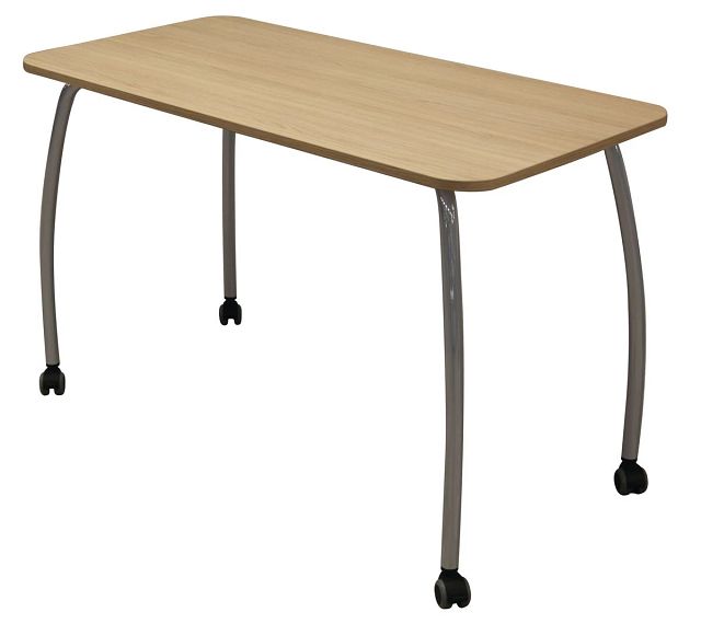 Table Inicy rectangle 1300 x 650 mm - plateau hêtre/piètement blanc