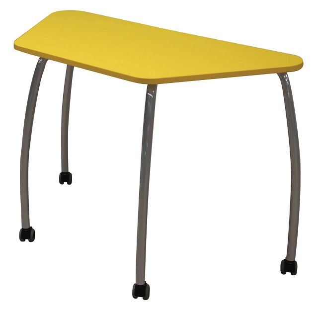 Table Inicy trapèze 1300 x 650 mm - plateau hêtre/piètement gris métallisé